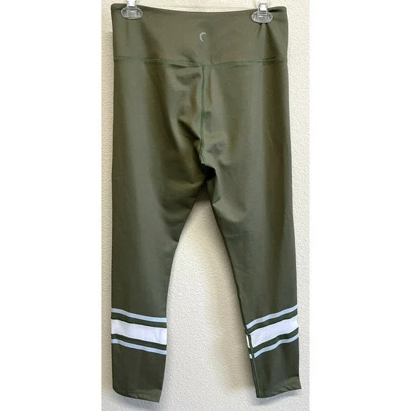 ZYIA Leggings Size L High Rise Workout Striped Mesh Green 7/8 - Picture 4 of 6